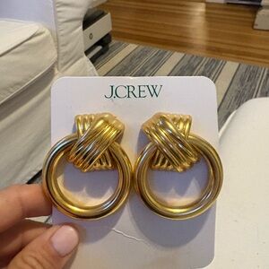 JCREW Crisscross door knocker earrings